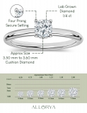 0.25 Ctw Cushion Lab Grown Diamond Classic Solitaire Ring, 925 Sterling Silver