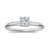 0.50 Ctw Cushion Lab Grown Diamond Classic Solitaire Ring, 925 Sterling Silver
