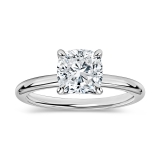 IGI Certified 1.50 Ctw Cushion Lab Grown Diamond Classic Solitaire Ring, 925 Sterling Silver