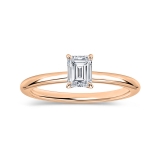 0.25 Ctw Emerald Cut Lab Grown Diamond 4 Prong Solitaire Ring, 10K Rose Gold