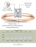 0.25 Ctw Emerald Cut Lab Grown Diamond 4 Prong Solitaire Ring, 10K Rose Gold