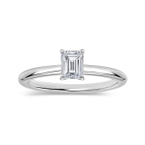 0.25 Ctw Emerald Cut Lab Grown Diamond 4 Prong Solitaire Ring, 10K White Gold