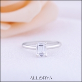 IGI Certified 1.00 Ctw Emerald Cut Lab Grown Diamond 4 Prong Solitaire Ring, 10K White Gold