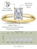 IGI Certified 0.75 Ctw Emerald Cut Lab Grown Diamond 4 Prong Solitaire Ring, 10K Yellow Gold