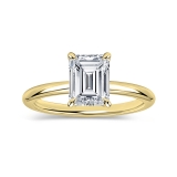 IGI Certified 2.50 Ctw Emerald Cut Lab Grown Diamond 4 Prong Solitaire Ring, 10K Yellow Gold