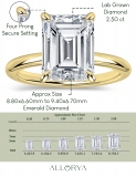 IGI Certified 2.50 Ctw Emerald Cut Lab Grown Diamond 4 Prong Solitaire Ring, 10K Yellow Gold