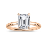 IGI Certified 3.00 Ctw Emerald Cut Lab Grown Diamond 4 Prong Solitaire Ring, 14K Rose Gold