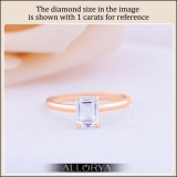 IGI Certified 3.00 Ctw Emerald Cut Lab Grown Diamond 4 Prong Solitaire Ring, 14K Rose Gold