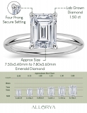 IGI Certified 1.50 Ctw Emerald Cut Lab Grown Diamond 4 Prong Solitaire Ring, 14K White Gold