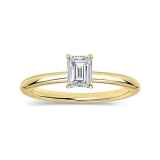 0.25 Ctw Emerald Cut Lab Grown Diamond 4 Prong Solitaire Ring, 14K Yellow Gold