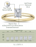 0.25 Ctw Emerald Cut Lab Grown Diamond 4 Prong Solitaire Ring, 14K Yellow Gold