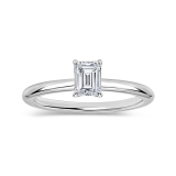 0.25 Ctw Emerald Cut Lab Grown Diamond 4 Prong Solitaire Ring, 925 Sterling Silver