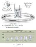 0.25 Ctw Emerald Cut Lab Grown Diamond 4 Prong Solitaire Ring, 925 Sterling Silver