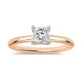 0.50 Ctw Princess Lab Grown Diamond Solitaire Ring, 14K Rose Gold