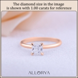 0.50 Ctw Princess Lab Grown Diamond Solitaire Ring, 14K Rose Gold