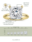 IGI Certified 3.00 Ctw Princess Lab Grown Diamond Solitaire Ring,14K Yellow Gold