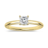 0.25 Ctw Princess Lab Grown Diamond Solitaire Ring, 18K Yellow Gold