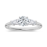 0.50 Ctw Round & Tapered Baguette Lab Grown Diamond Three Stone Ring, 925 Sterling Silver