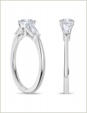 0.50 Ctw Round & Tapered Baguette Lab Grown Diamond Three Stone Ring, 925 Sterling Silver