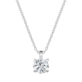 IGI Certified 1.50 Ctw Round Solitaire Lab Grown Diamond Classic Four Prong Pendant with 18 inch Silver Chain, 10K White Gold