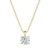 IGI Certified 1.00 Ctw Round Solitaire Lab Grown Diamond Classic Four Prong Pendant with 18 inch Gold Chain, 14K Yellow Gold
