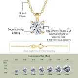 IGI Certified 1.00 Ctw Round Solitaire Lab Grown Diamond Classic Four Prong Pendant with 18 inch Gold Chain, 14K Yellow Gold