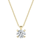 IGI Certified 3.00 Ctw Round Solitaire Lab Grown Diamond Classic Four Prong Pendant with 18 inch Gold Chain, 14K Yellow Gold