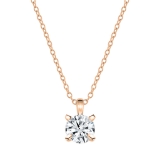 IGI Certified 1.50 Ctw Round Solitaire Lab Grown Diamond Classic Four Prong Pendant with 18 inch Gold Chain, 18K Rose Gold
