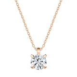 IGI Certified 3.00 Ctw Round Solitaire Lab Grown Diamond Classic Four Prong Pendant with 18 inch Gold Chain, 18K Rose Gold