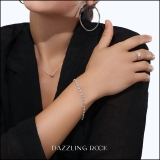 Bezel Set Link Bracelet for Women with 1 ctw Round Lab Grown Diamond 10K White Gold