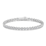 2.86 Ctw Round Lab Grown Diamond Bezel Set Link Bracelet, 10K White Gold