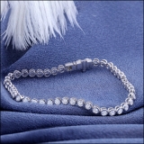 2.86 Ctw Round Lab Grown Diamond Bezel Set Link Bracelet, 10K White Gold