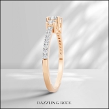 10K Rose Gold Three Stone Engagement Ring, 0.48 ctw Round Lab-Grown Diamond