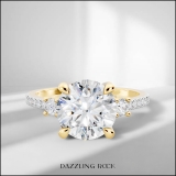 IGI Certified 10K Yellow Gold Three Stone Engagement Ring, 2.23 ctw Round Lab-Grown Diamond