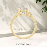 IGI Certified 10K Yellow Gold Three Stone Engagement Ring, 2.23 ctw Round Lab-Grown Diamond
