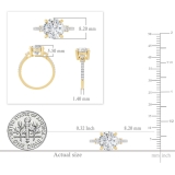 IGI Certified 10K Yellow Gold Three Stone Engagement Ring, 2.23 ctw Round Lab-Grown Diamond