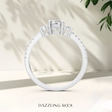 925 Sterling Silver Three Stone Engagement Ring, 0.73 ctw Round Lab-Grown Diamond