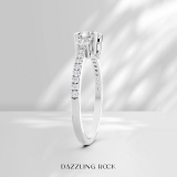 925 Sterling Silver Three Stone Engagement Ring, 0.73 ctw Round Lab-Grown Diamond
