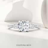 IGI Certified 925 Sterling Silver Three Stone Engagement Ring, 0.98 ctw Round Lab-Grown Diamond