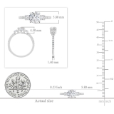IGI Certified 925 Sterling Silver Three Stone Engagement Ring, 0.98 ctw Round Lab-Grown Diamond