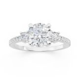 IGI Certified 925 Sterling Silver Three Stone Engagement Ring, 1.23 ctw Round Lab-Grown Diamond