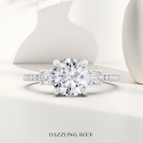 IGI Certified 925 Sterling Silver Three Stone Engagement Ring, 1.23 ctw Round Lab-Grown Diamond