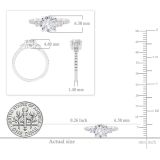 IGI Certified 925 Sterling Silver Three Stone Engagement Ring, 1.23 ctw Round Lab-Grown Diamond