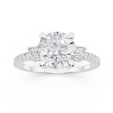 IGI Certified 925 Sterling Silver Three Stone Engagement Ring, 1.73 ctw Round Lab-Grown Diamond