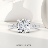IGI Certified 925 Sterling Silver Three Stone Engagement Ring, 1.73 ctw Round Lab-Grown Diamond