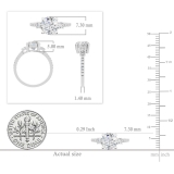 IGI Certified 925 Sterling Silver Three Stone Engagement Ring, 1.73 ctw Round Lab-Grown Diamond