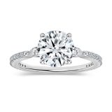 IGI Certified Three Stone Studded Shank Engagement Ring, 1.78 Cttw Lab Grown Diamond in 10K White Gold