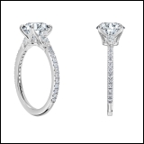IGI Certified Three Stone Studded Shank Engagement Ring, 1.78 Cttw Lab Grown Diamond in 10K White Gold