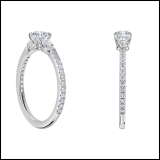 Three Stone Studded Shank Engagement Ring, 0.53 Cttw Lab Grown Diamond in 925 Sterling Silver