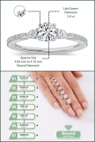 Three Stone Studded Shank Engagement Ring, 0.53 Cttw Lab Grown Diamond in 925 Sterling Silver